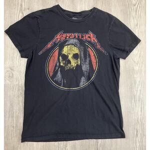 Metallica Tshirt Skull With Hood Graphic Crewneck T-Shirt Men’s Size M